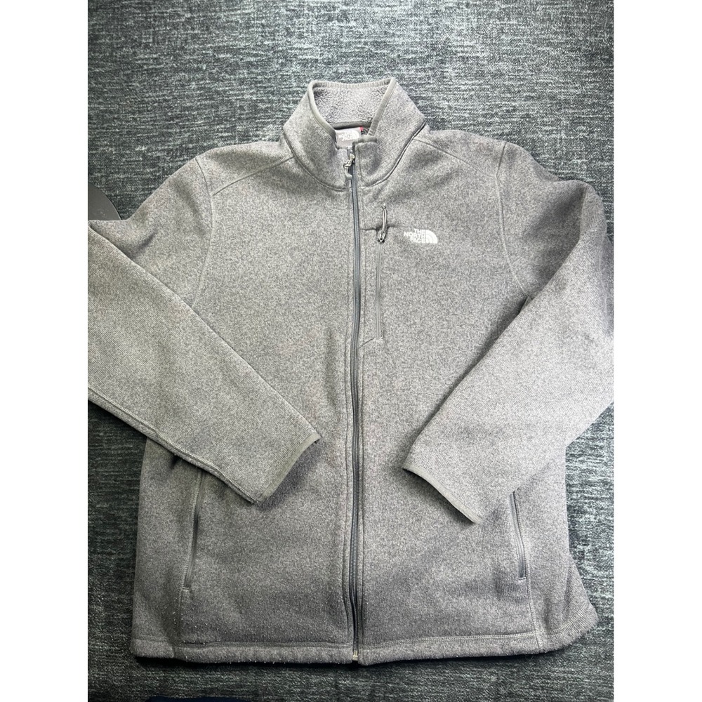The North Face Gordon Lyons Fleece Jacket Mens XL Gray Full Zip Sweater Knit